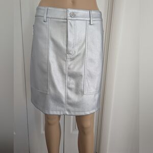 Marc New York Faux Leather Metallic Silver Mini Skirt Size-8